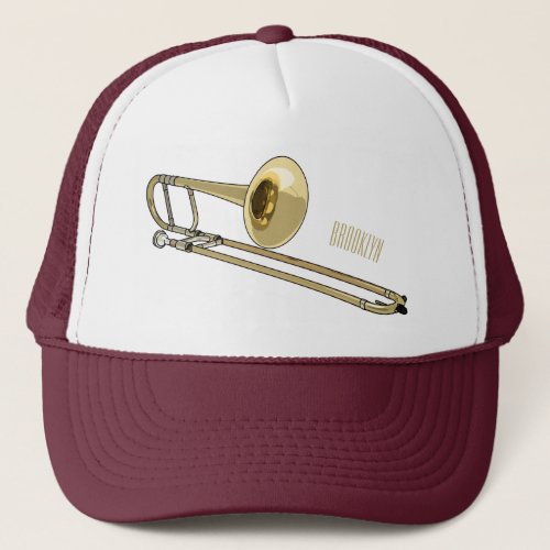 Trombone cartoon illustration trucker hat