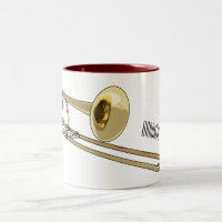 Trombone cartoon illustration Two-Tone coffee mug
