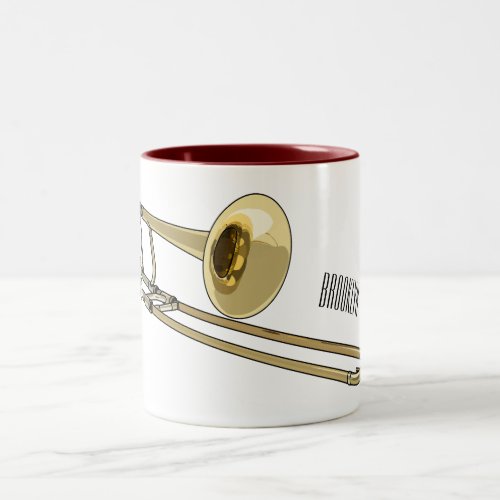 Trombone cartoon illustration Two_Tone coffee mug