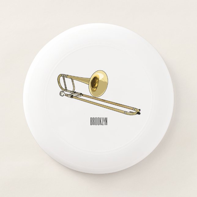 Trombone cartoon illustration Wham-O frisbee (Front)