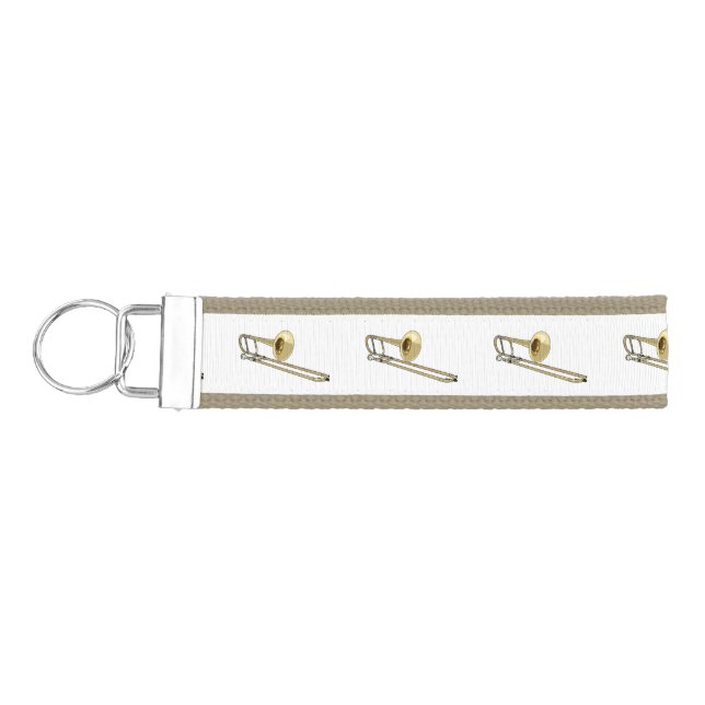 Trombone cartoon illustration wrist keychain (Keys on Left)