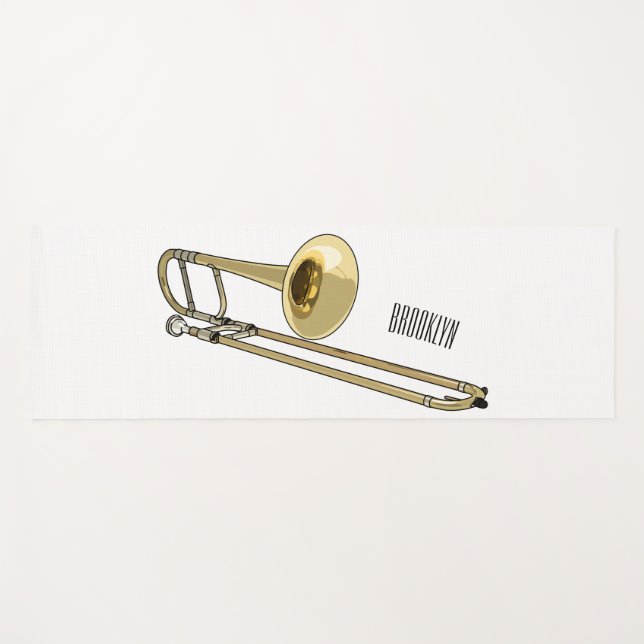 Trombone cartoon illustration yoga mat (Front (Horizontal))