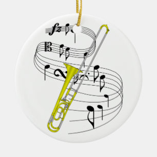Trombone Ceramic Ornament
