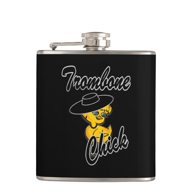 Trombone Chick #4 Flask (Front)