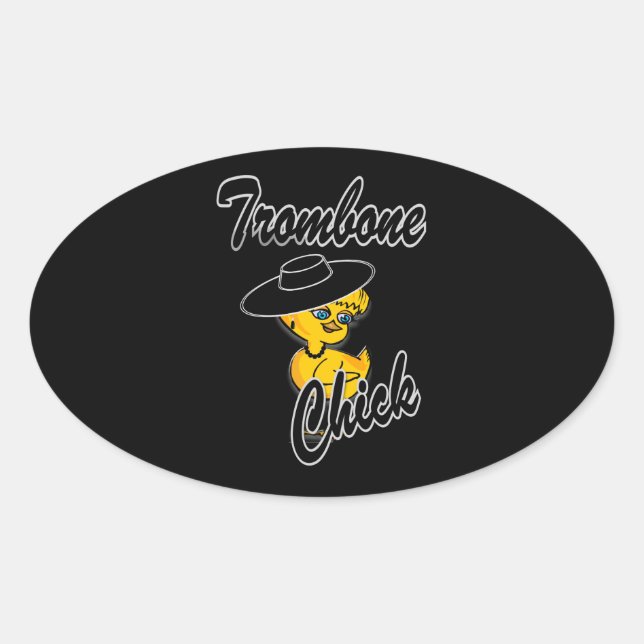 Trombone Chick #4 Oval Sticker (Front)