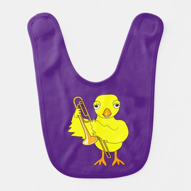 Trombone Chick Baby Bib (Front)