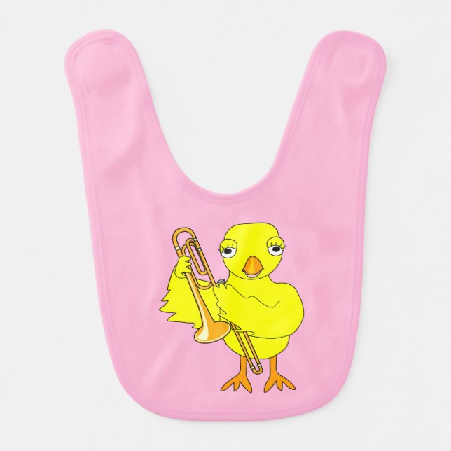 Trombone Chick Baby Bib (Front)