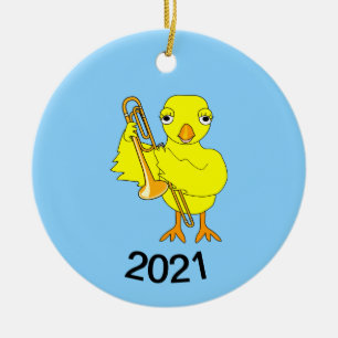 Trombone Chick Ceramic Ornament