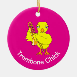 Trombone Chick Ceramic Ornament