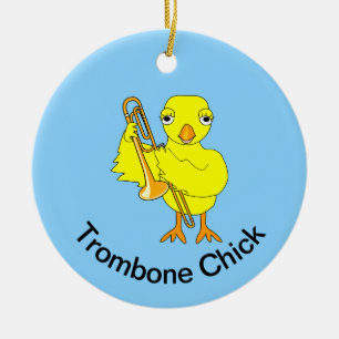 Trombone Chick Ceramic Ornament
