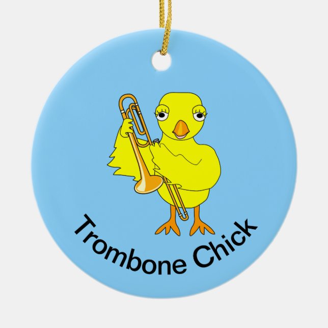 Trombone Chick Ceramic Ornament (Front)
