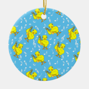 Trombone Chick Music Notes Ceramic Ornament