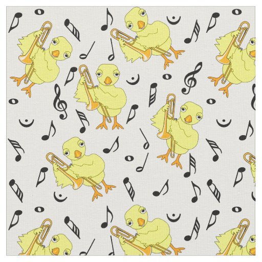 Trombone Chick Music Notes Fabric