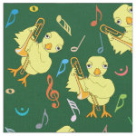 Trombone Chick Music Notes Fabric