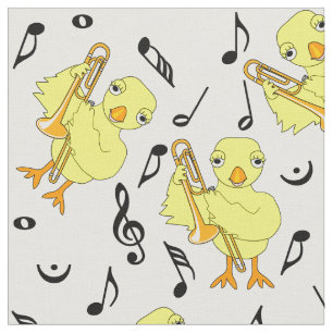 Trombone Chick Music Notes Fabric