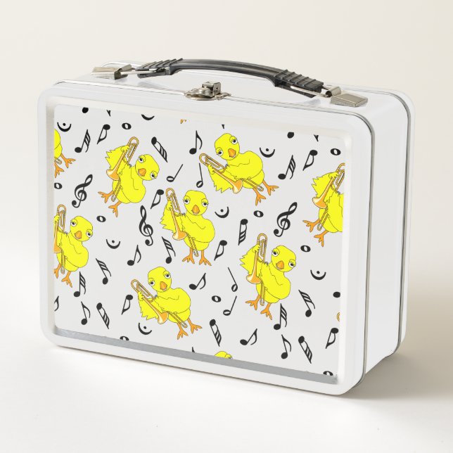 Trombone Chick Music Notes Metal Lunch Box (Front)