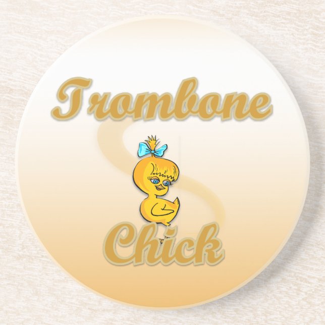 Trombone Chick Sandstone Coaster (Front)