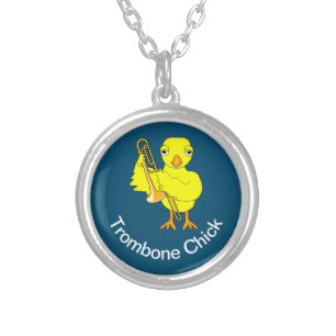 Trombone Chick Silver Plated Necklace