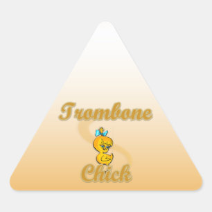 Trombone Chick Triangle Sticker