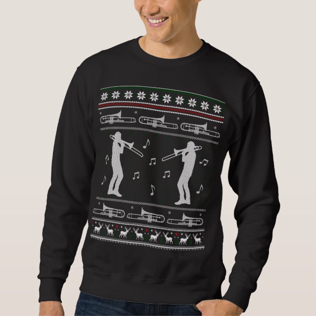 Trombone Christmas Funny Band Ugly Sweater (Front)