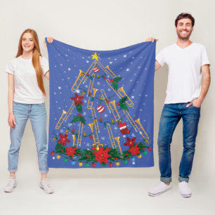 Trombone Christmas Tree Ornaments Funny Music Band Fleece Blanket