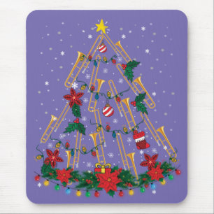 Trombone Christmas Tree Ornaments Funny Music Band Mouse Pad