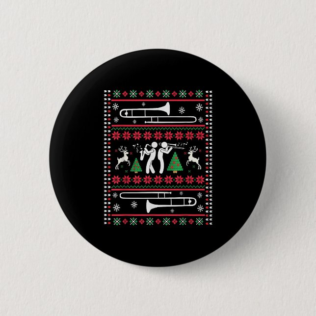 Trombone Christmas Ugly Trombonist Jazz Music Marc Button (Front)