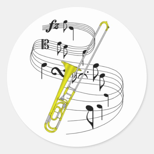 Trombone Classic Round Sticker