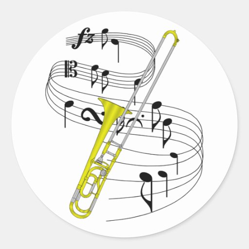 Trombone Classic Round Sticker | Zazzle