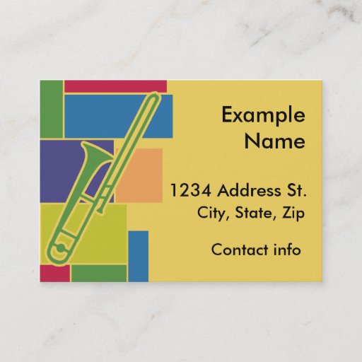 Customizable Trombone Colorblocks Profile Card Business Card
