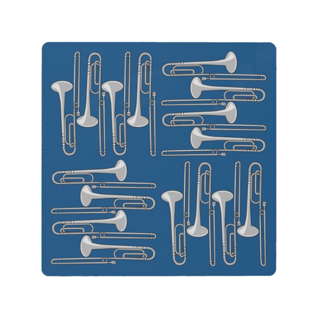 Trombone Crosshatch  Metal Print (Front)
