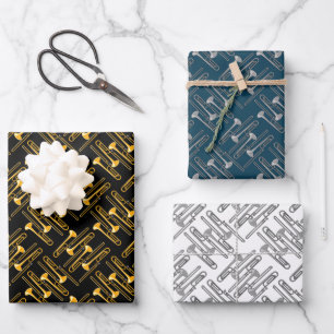 Trombone Crosshatch  Wrapping Paper Sheets