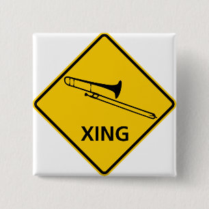 Trombone Crossing Highway Sign Button