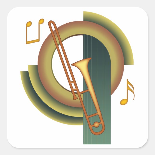 Trombone Deco1 Square Sticker (Front)