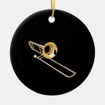 "trombone" Design Gifts And Products Ceramic Ornament by yackerscreations at Zazzle