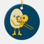 Trombone Egghead Ceramic Ornament