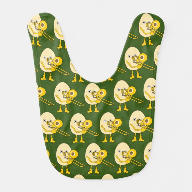 Trombone Egghead Player Baby Bib (Front)