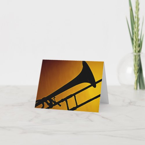 Trombone Greeting Card Gold Background