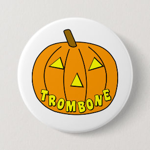Trombone Halloween Pumpkin Button