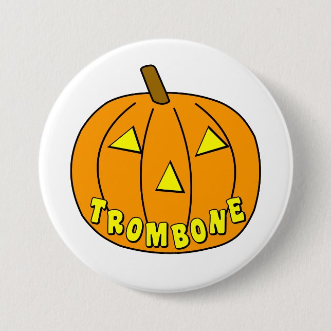 Trombone Halloween Pumpkin Button (Front)