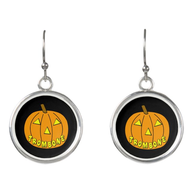 Trombone Halloween Pumpkin Earrings (Front)