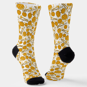 Trombone Halloween Pumpkin Pattern Socks