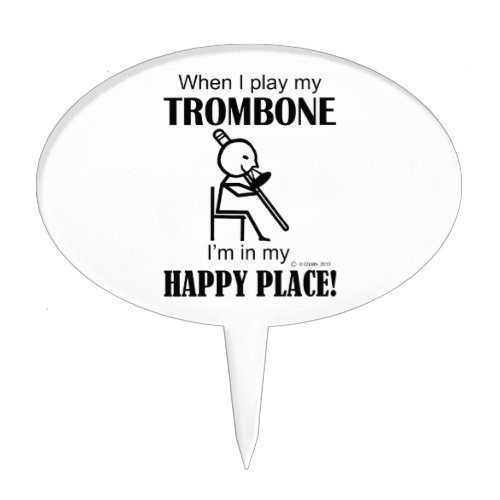 Trombone Happy Place Cake Topper