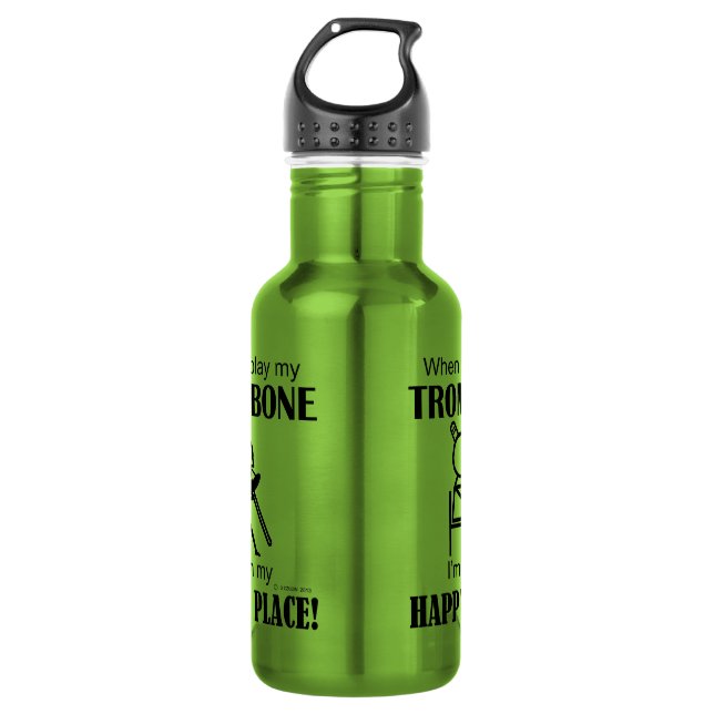 Trombone Happy Place Stainless Steel Water Bottle (Front)