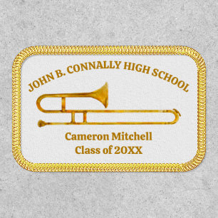 Trombone High School Band Gold Personalized Patch