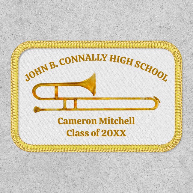 Trombone High School Band Gold Personalized Patch (Front)