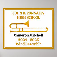 Trombone High School Band Gold Personalized