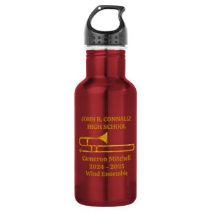Trombone High School Band Gold Personalized Stainless Steel Water Bottle