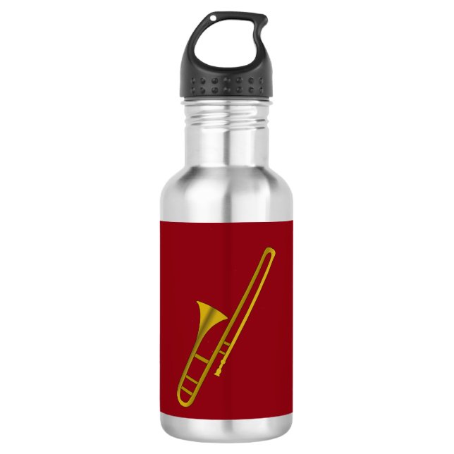 Trombone illustration stainless steel water bottle (Front)