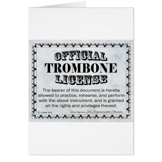 Trombone License Cards (Front)